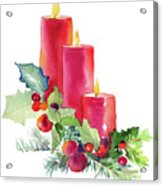 Candles With Holly #1 Acrylic Print