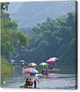 Chinese Tourists In Bamboo Raft At #1 Acrylic Print