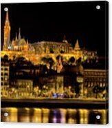 Danube Night View In Budapest #1 Acrylic Print
