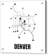 Denver White Subway Map #1 Acrylic Print