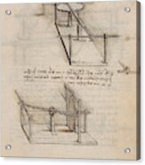 Folio F 30r. Codex Madrid I -ms. 8937- 'treaty Of Statics And Mechanics', 192 Folios With 384 Pag... #1 Acrylic Print