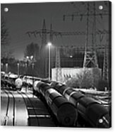 Industry Railroad Yard At Night #1 Acrylic Print