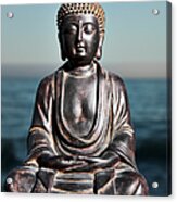 Japanese Buddha Statue At Ocean Shore Acrylic Print