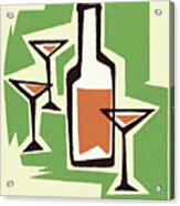 Liquor Bottle And Martini Glasses #1 Acrylic Print