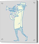 Man Walking And Playing Trumpet #1 Acrylic Print
