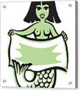 Mermaid With Blank Banner #1 Acrylic Print