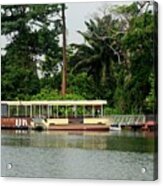 Pier With Tourist Boats For River Safari Cruise Singapore #2 Acrylic Print