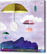 Pills On Umbrellas Floating Down To Man #1 Acrylic Print