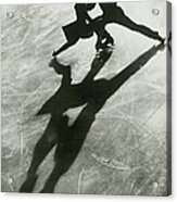 Silhouette Of Couple Ice Skating #1 Acrylic Print