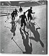 Skiers And Shadows #1 Acrylic Print