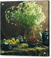 Still Life With Cherry And Chamomiles #1 Acrylic Print