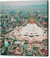 Stupa Temple Bodhnath Kathmandu, Nepal From Air October 12 2018 #1 Acrylic Print