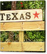 Texas Sign With Star On Fence Acrylic Print
