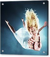 Young Woman In Air, Arms Outstretched #1 Acrylic Print