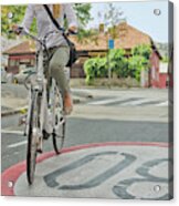 Young Woman On Electric Bicycle #1 Acrylic Print