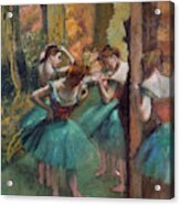 Dancers, Pink And Green Acrylic Print