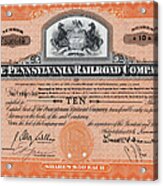 10 Shares Of Pennsylvania Railroad Stock - Large Acrylic Print
