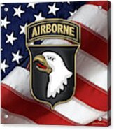 101st Airborne Division - 101st  A B N  Insignia Over American Flag Acrylic Print
