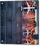 Airliners At  Gates And Control Tower #11 Acrylic Print