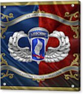 173rd Airborne Brigade Combat Team - 173rd  A B C T  Insignia With Parachutist Badge Over Flag Acrylic Print