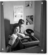 1950s Couple Sitting In Store Record Acrylic Print
