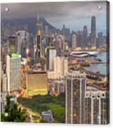 Hong Kong, China Skyline From Victoria #2 Acrylic Print