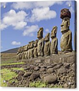Moai Statues At Ahu Tongariki, Easter #2 Acrylic Print