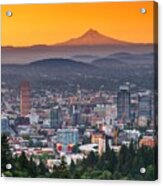 Portland, Oregon, Usa Skyline At Dusk #2 Acrylic Print