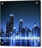 Chicago Skyline By Night #3 Acrylic Print