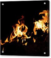 Flames In The Fire Of A Red And Yellow Barbecue. #3 Acrylic Print