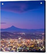 Portland, Oregon, Usa Skyline At Dusk #3 Acrylic Print