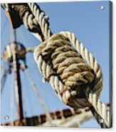 Rigging And Ropes On An Old Sailing Ship To Sail In Summer. #3 Acrylic Print