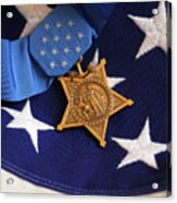 The Medal Of Honor Rests On A Flag #3 Acrylic Print