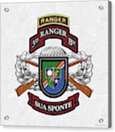 3rd Ranger Battalion- Army Rangers Special Edition Over White Leather Acrylic Print