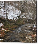 Snowy River Surrounded By Trees In The Pine Forest During Autumn #5 Acrylic Print