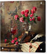Still Life With Violin And Roses #9 Acrylic Print