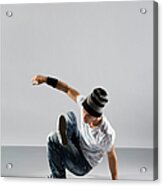 A B-boy Doing A  Breakdance Move Acrylic Print