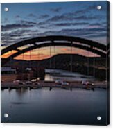 A Colorful Sunset Paints The Sky Over The 360 Bridge In West Aus Acrylic Print