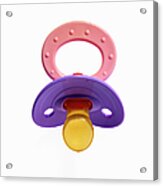 A Coloured Plastic Baby Pacifier, Dummy Acrylic Print
