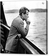A Contemplative Robert F. Kennedy Leans Acrylic Print