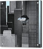 A Person On A Skyscraper Under A Storm Acrylic Print