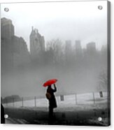 A Red Umbrella Provides The Only Acrylic Print