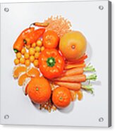 A Selection Of Orange Fruits & Acrylic Print