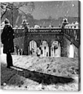 A Snowy Night In Central Park Acrylic Print