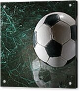 A Soccer Ball On Broken Glass Acrylic Print