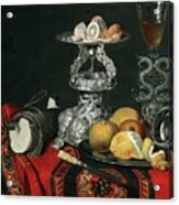 A Still Life With A Venetian Glass, A Silver Vessel Acrylic Print