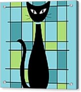 Abstract Cat In Light Blue Acrylic Print