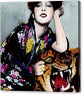 Actress Evelyn Nesbit Thaw On Tiger Rug Acrylic Print