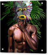 African Masked Man Acrylic Print