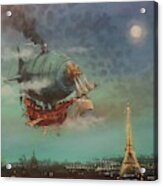 Airship Over Paris Acrylic Print
